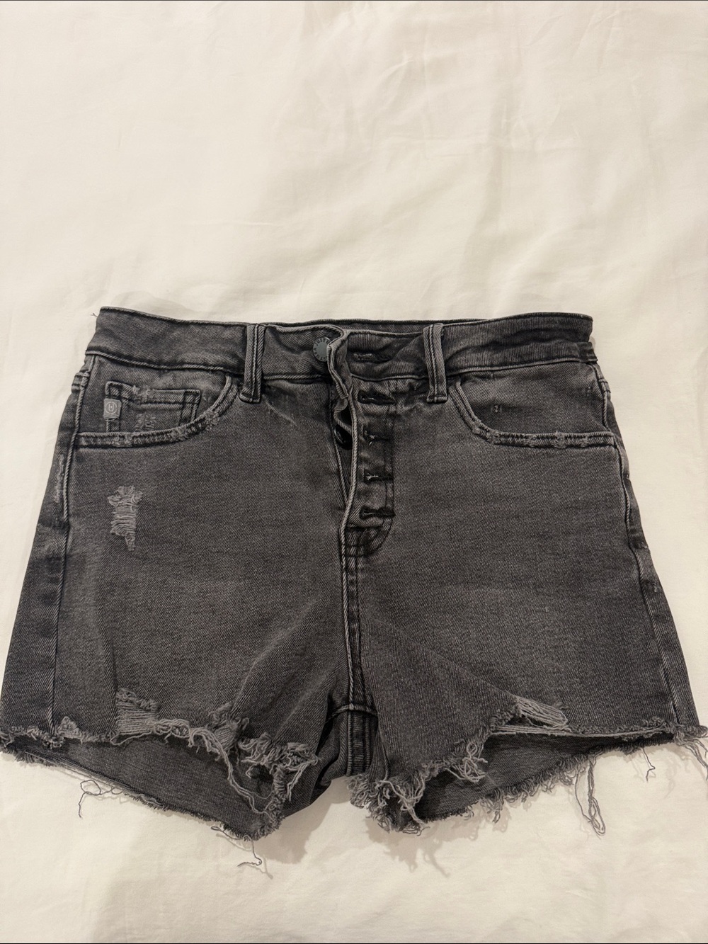 Just USA Washed Black Distressed Denim Shorts